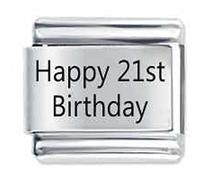 Daisy Charm Happy Birthday Number Italian charm - compatible with 9mm Italian charm bracelets (Happy 21st Birthday)