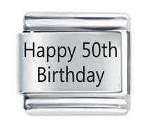 Daisy Charm Happy Birthday Number Italian charm - compatible with 9mm Italian charm bracelets (Happy 50th Birthday)