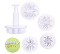 Daisy Cookie Cutter Set, 4PCS Flower Plunger Cutters, Fondant Mold Tools, Cute Dessert Decorating Accessories, DIY Summer Cookie Cutters Tools for Biscuits, Sugar Cubes, Chocolate Cake Decoration
