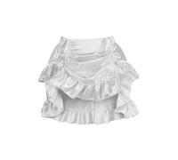 Daisy corsets womens White Satin Mini Skirt Drawstring Bustle Western Cowgirl Fashion Costume Halloween, White, 25-30