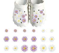 Daisy Croc Charms - 18PCS Funny Croc Charms, DIY Preppy Shoe Clips Accessories in Pink and Purple, Resin Flower Clogs Charm for Adults for Personalized Shoe Decoration and DIY Crafting (Purple)