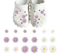 Daisy Croc Charms - 18PCS Funny Croc Charms, DIY Preppy Shoe Clips Accessories in Pink Purple and Yellow, Resin Flower Clogs Charm for Adults for Personalized Shoe Decoration and DIY Crafting (purple)