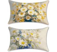 daisy Cushion Covers 50 x 90 Set of 2, blue Rectangle Cushions Velvet Sofa Cushions Decorative Pillows, Large Cushion Covers Waterproof Throw Pillows, for Sofa Bed Livingroom Bedroom Patio Garden z-99