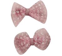 Daisy Daisy Pair of Small Delicate Glitter Bow Hair Clips in Nude, size: One Size