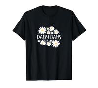 Daisy Days Cute Floral Wildflower Spring Aesthetic Value Graphic T-Shirt, Men, Black, L