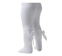 Daisy Days Soft Touch Baby Girls Tights Spanish Style Bows Cotton Rich (White Chevron, 6-12 Months)