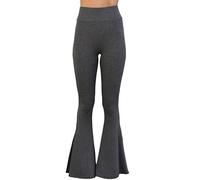 Daisy Del Sol High Waist Comfy Stretch Boho 70s Bell Bottom Fit to Flare Lounge Yoga Pants, Heather Grey, XL