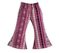 Daisy Del Sol Little Girls Boho Bell Bottom Stretch Legging Flared Soft Yoga Pants Toddler Childrens Kids 2T-8 Years, Berry, 5 Years