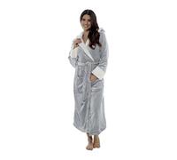 Daisy Dreamer Ladies Shimmer Fleece Dressing Gown Luxury Soft Plush Bath Robe For Women Housecoat Loungewear Bathrobe Gowns, Grey, Large