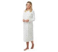 Daisy Dreamer Ladies Wincey Flannelette Nightdress Soft Warm Brushed Cotton Nightwear Nighty Floral Print, Size 8-26, Blue, 12/14