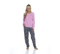 Daisy Dreamer Pyjama Set Women's Cotton Jersey Pyjamas Lounge Wear Long Sleeve Grey PJs, Pink Penguin Medium