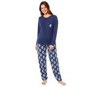 Daisy Dreamer Pyjama Set Women's Cotton Jersey Pyjamas Lounge Wear Long Sleeve Grey PJs, Tiger Navy Small