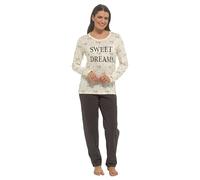 Daisy Dreamer Pyjama Set Women's Cotton Jersey Pyjamas Lounge Wear Long Sleeve Grey PJs (UK, Alpha, XL, Regular, Regular, Bows)