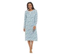 Daisy Dreamer Women Nightdress Fleece Printed Classic Soft & Warm Sleepwear Long Sleeve Womens nighties Floral Design Comfy to Wear Winter, Blue Large
