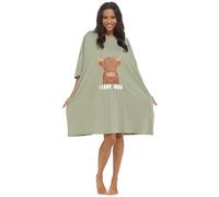 Daisy Dreamer Womens Baggy Nighty Night Dress Oversized T Shirt Ladies Nighties Short Sleeved 100% Cotton Nightshirts, Highland Cow