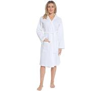 Daisy Dreamer Women's Hooded Waffle Cotton Bathrobe Dressing Gown Super Absorbent Spa Robes Ideal for Home & Loungewear, White Medium