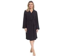Daisy Dreamer Women's Hooded Waffle Cotton Bathrobe Dressing Gown Super Absorbent Spa Robes Ideal for Home & Loungewear, Black Medium