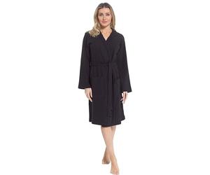 Daisy Dreamer Women's Hooded Waffle Cotton Bathrobe Dressing Gown Super Absorbent Spa Robes Ideal for Home & Loungewear, Black Large