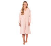 Daisy Dreamer Womens Housecoat Quilted Zip Through Dressing Gown Ladies Zipped Robe Gowns, Light Pink Medium