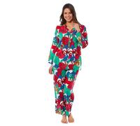 Daisy Dreamer Womens Long Pyjama Set Button Up Easy Care PJs Set Stylish Printed Design Breathable Lounge Wear Sleepwear Casual Soft with Pocket, Deco Jaguar Large