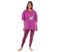 Daisy Dreamer Womens Oversized T Shirt and Leggings PJ Set Cotton Pyjamas Loungewear Sleepwear Casual Soft Animal Printed Design Round Neck Easy Care, Zebra Small