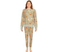 Daisy Dreamer Womens Printed Fleece Pyjama Set Soft & Warm Sleepwear Loungewear Nightwear Long Sleeve Top Ladies Animal Print Pjs (UK, Alpha, M, Regular, Regular, Giraffe)