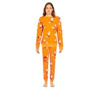Daisy Dreamer Womens Printed Fleece Pyjama Set Soft & Warm Sleepwear Loungewear Nightwear Long Sleeve Top Ladies Animal Print Pjs (UK, Alpha, L, Regular, Regular, Fox)