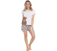 Daisy Dreamer Womens Pyjama Set T Shirt & Shorts Pyjamas Holiday Summer Ladies Soft Cotton Pjama PJs Loungewear, Highland Cow X Large