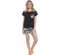 Daisy Dreamer Womens Pyjama Set T Shirt & Shorts Pyjamas Holiday Summer Ladies Soft Cotton Pjama PJs Loungewear, Tropical Large