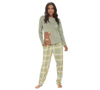 Daisy Dreamer Womens Pyjamas Set Cotton Jersey Long Sleeve and Full Length Bottom Pyjama Sets Sleepwear Loungewear Pjs, Highland Cow X Large
