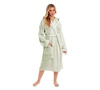 Daisy Dreamer Womens Robe Luxury Terry Towelling 100% Cotton Dressing Gown Bathrobe Highly Absorbent Ladies Hooded Bath Wrap, Sage Green Large