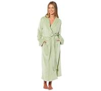 Daisy Dreamer Womens Robe Stripe Jacquard Soft Warm Belted Long Dressing Gown with Pockets Shawl Collar Ladies Everyday Gowns, Sage Green Medium