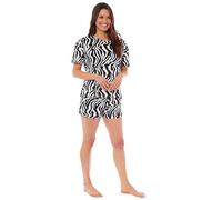 Daisy Dreamer Womens Short Pyjamas Set 100% Cotton Pjs sets for Ladies Loungewear Sleepwear Casual Soft Animal Printed Design Round Neck Easy Care, Zebra X Large