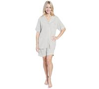 Daisy Dreamer Womens Short Pyjamas set Top and Shorts Bottom PJs Super Soft Sleepwear Nightwear Button Up Design with Pockets, X Large Grey