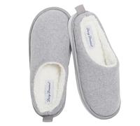 Daisy Dreamer Womens Slippers Slip On Soft Mules with Memory Foam Warm Lined Indoor House Shoes Non Slip Sole Ladies Slipper Pair, Grey Size 7
