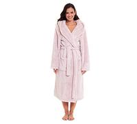 Daisy Dreamer Womens Snuggle Fleece Dressing Gown Robes Extra Long Super Soft Cuddly Velvet Touch Plush Bathrobe Gowns For Ladies, Snuggle Pink X Large 20-22