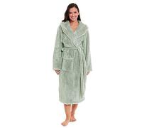 Daisy Dreamer Womens Snuggle Fleece Dressing Gown Robes Extra Long Super Soft Cuddly Velvet Touch Plush Bathrobe Gowns for Ladies, SAGE GREEN SMALL 8-10