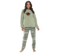 Daisy Dreamer Womens Snuggle Fleece Pyjama Set Ladies Loungewear Pyjamas Warm Soft Fleece Pj Lounge Sets,Highland Cow Small