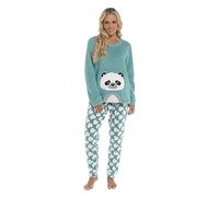 Daisy Dreamer Womens Snuggle Fleece Pyjama Set Ladies Loungewear Pyjamas Warm Soft Fleece Pj Lounge Sets, Panda Large