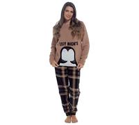 Daisy Dreamer Womens Snuggle Fleece Pyjama Set Ladies Loungewear Pyjamas Warm Soft Fleece Pj Lounge Sets, PENGUIN MEDIUM