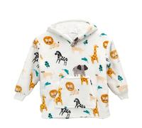 Daisy Dreamer Younger Kids Hoodie Blanket Infants Hooded Sweatshirt Unisex Cosy & Warm with Front Pocket Wearable Gifts for Young Toddlers Kid Boys and Girls, Safari