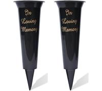 Daisy Dreams Set of 2 In loving Memory Spiked Memorial Grave Flower Vases-Strong Grave Flower Pots, Plastic Spike Grave Ornament for your loved ones (1, ILM Green)