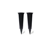 Daisy Dreams Set of 2 In loving Memory Spiked Memorial Grave Flower Vases-Strong Grave Flower Pots, Plastic Spike Grave Ornament for your loved ones (1, Plain Black)