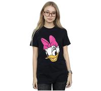 Daisy Duck Head Painted Cotton Boyfriend T-Shirt Disney Black XXL