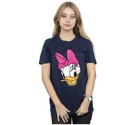Daisy Duck Head Painted Cotton Boyfriend T-Shirt Disney Navy M