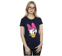 Daisy Duck Head Painted Cotton T-Shirt Disney Navy M