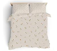 Daisy Duvet Cover Set, Floral Botanical Bedding Set, Soft Breathable Microfiber Single Quilt Cover 2 Piece with Zipper Closure, 1 Duvet Cover 135x200 cm 1 Pillowcase