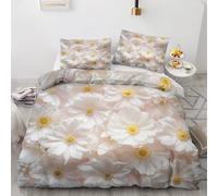 Daisy Duvet Cover Single 135x200cm, Floral Modern Bedding Sets Zipper Closure, Soft Reversible Microfiber Quilt Cover and 1 Pillowcases H-8
