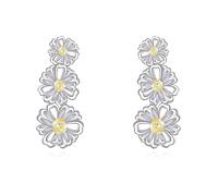 Daisy Earrings 925 Sterling Silver Cubic Zirconia Climber Ear Wrap Stud Earring Flower Jewellery for Women
