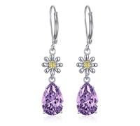 Daisy Earrings Sterling Silver Blue Stone Flower Birthstone Dangle Drop Earrings Jewellery Birthday Party Christmas Gifts for Women